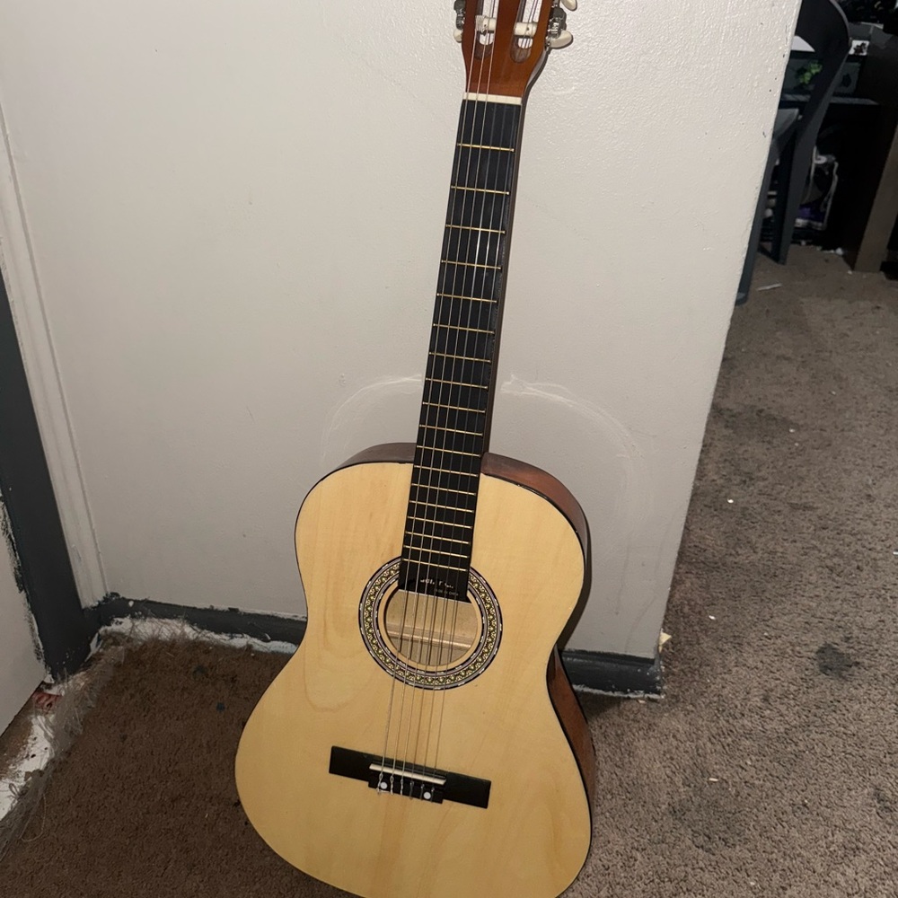 Classic Acoustic Guitar with Light Wood Finish